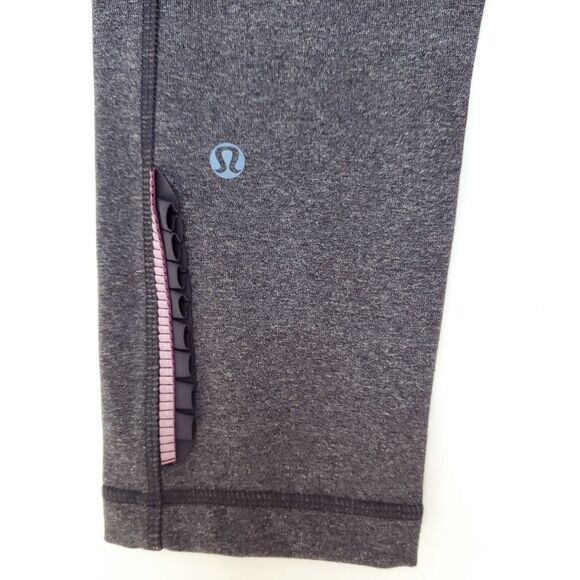 Lululemon Priiti Crop Leggings 4 Heathered Coal Gym Yoga Running - Picture 4 of 9
